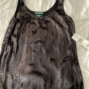 Lauren Ralph Lauren new with tags black silk sequins tank size medium